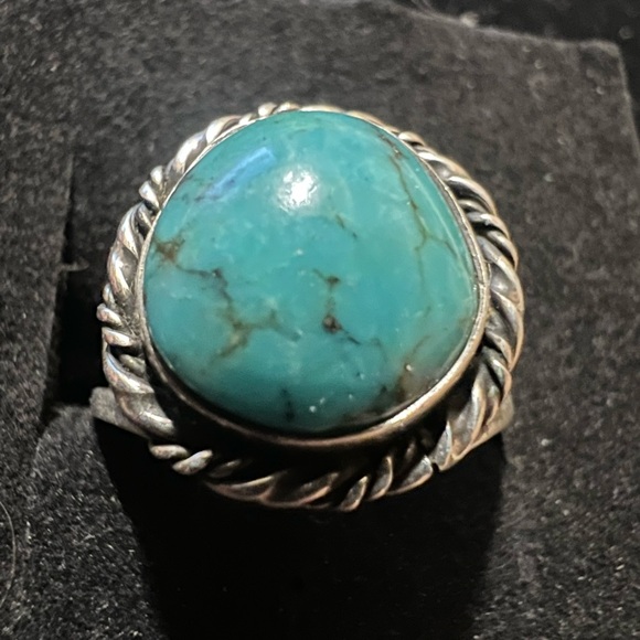 925 STERLING SILVER Turquoise Ring SIZE 7 - Picture 4 of 8
